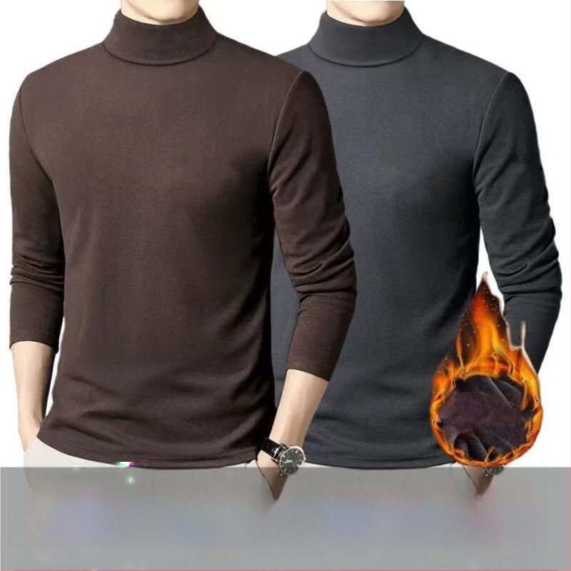 Pánska termálna báza mikina s dlhým rukávom, fleecové podšívkou, okrúhly výstrih, voľný strih, polyesterová zmes