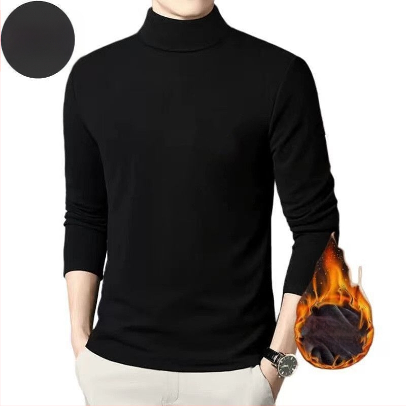 Pánska termálna báza mikina s dlhým rukávom, fleecové podšívkou, okrúhly výstrih, voľný strih, polyesterová zmes