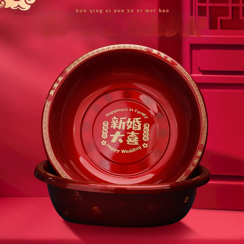 Vas esküvői mosdókagylók készlet – pár a hozományhoz és esküvői dekorációhoz, szöveges mintázat, rögzítés ragasztószalaggal, standard csomagolás