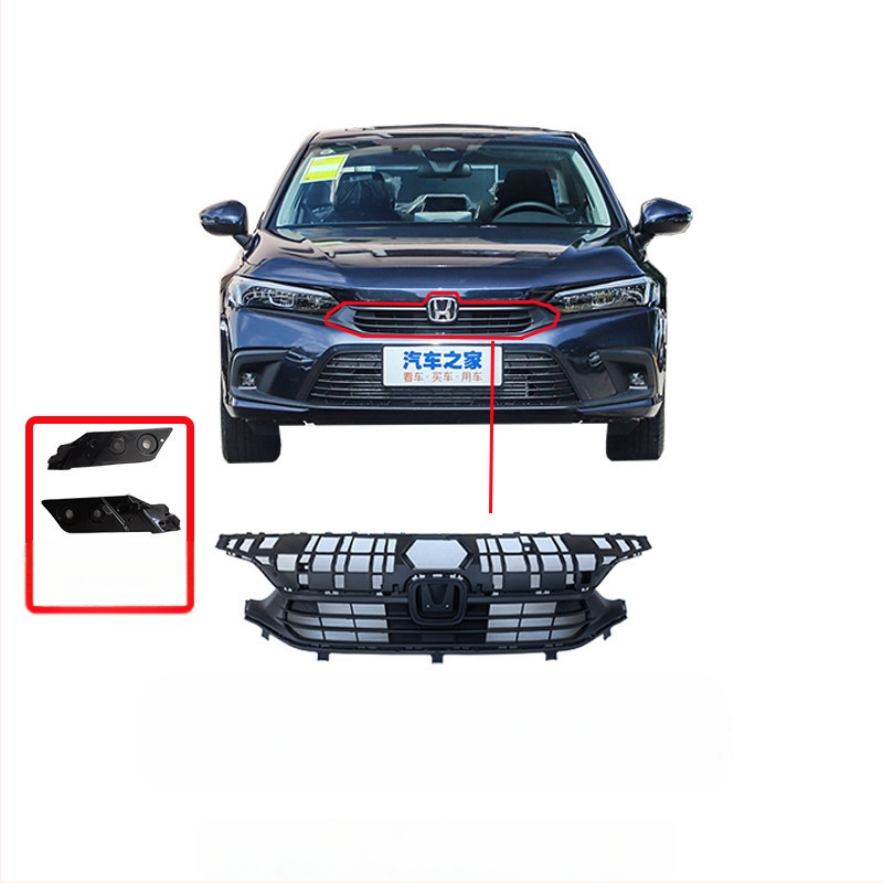 Μπροστινή γρίλια με κυψελωτό μοτίβο για Honda Civic 11ης γενιάς, μεταλλική κατασκευή, συμβατή με χειροκίνητο κιβώτιο, αρχική εργοστασιακή εφαρμογή
