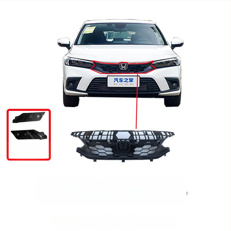 Μπροστινή γρίλια με κυψελωτό μοτίβο για Honda Civic 11ης γενιάς, μεταλλική κατασκευή, συμβατή με χειροκίνητο κιβώτιο, αρχική εργοστασιακή εφαρμογή