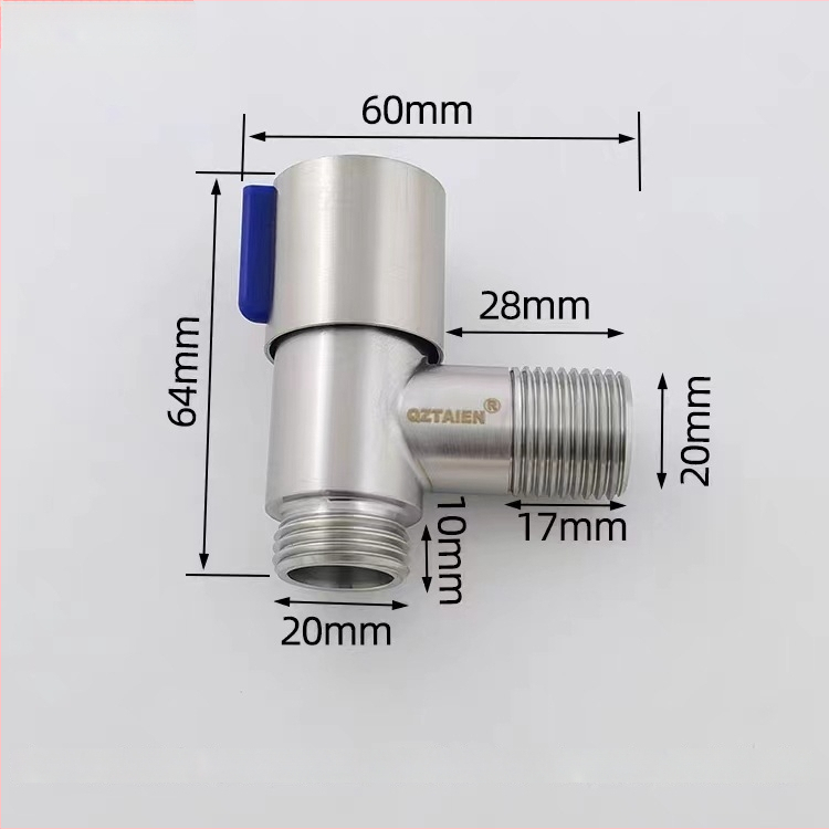 Mini uhlový ventil z 304 nerezovej ocele pre horúcu vodu, in-wall montáž, model Mini Angle Valve, prevádzkový tlak 1,2 MPa, materiál: oceľ