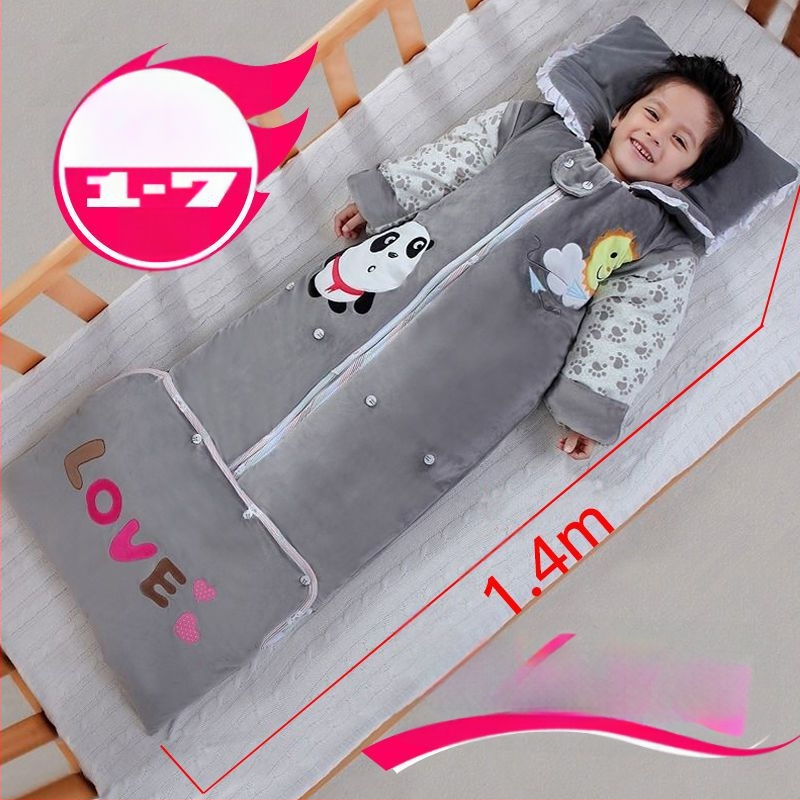 Sac de dormit pentru copii, toamnă/iarnă, bumbac, stil desen animat, protecție anti-kick