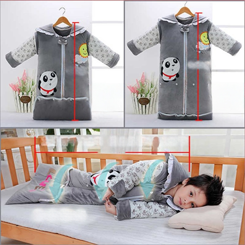 Sac de dormit pentru copii, toamnă/iarnă, bumbac, stil desen animat, protecție anti-kick