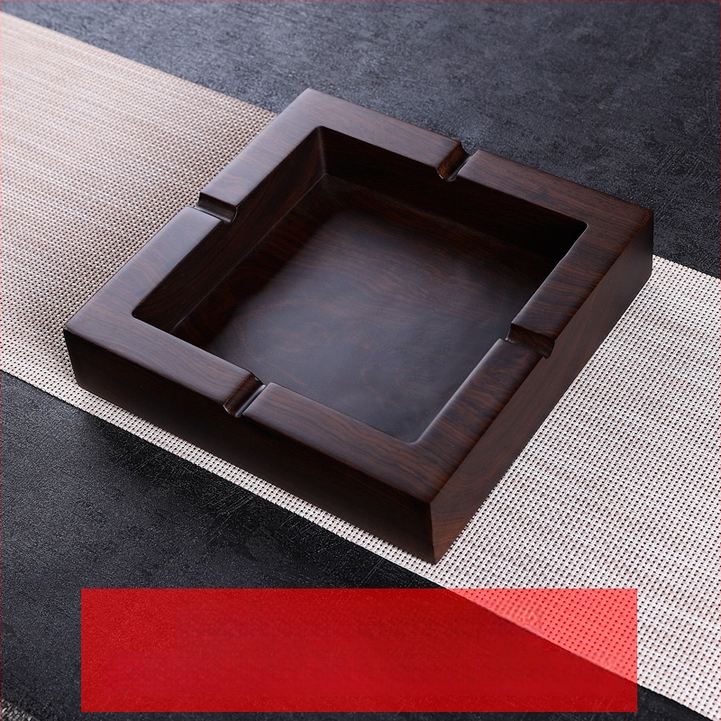 Пепелник от абаносово дърво с капак, дървен пепелник с гравирана обработка