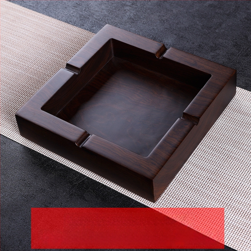 Пепелник от абаносово дърво с капак, дървен пепелник с гравирана обработка