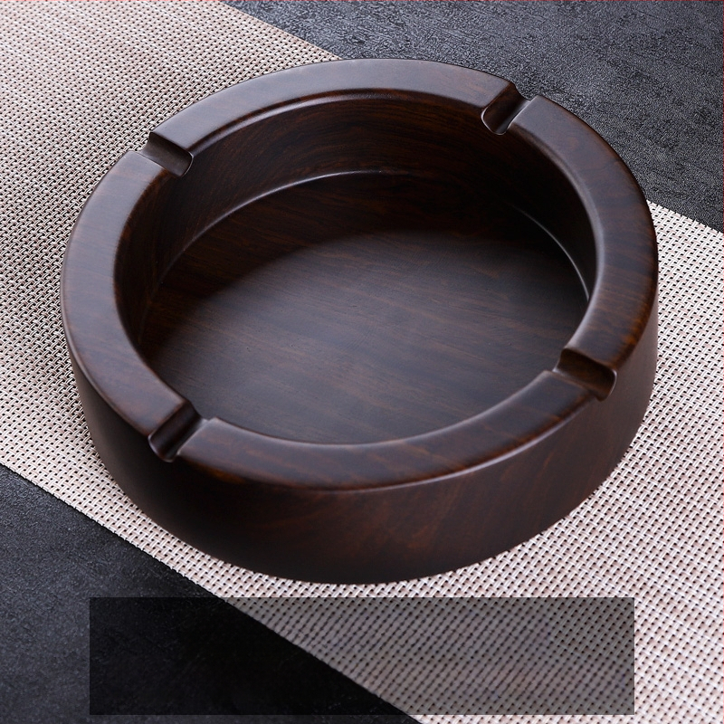 Пепелник от абаносово дърво с капак, дървен пепелник с гравирана обработка