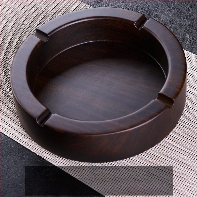 Пепелник от абаносово дърво с капак, дървен пепелник с гравирана обработка