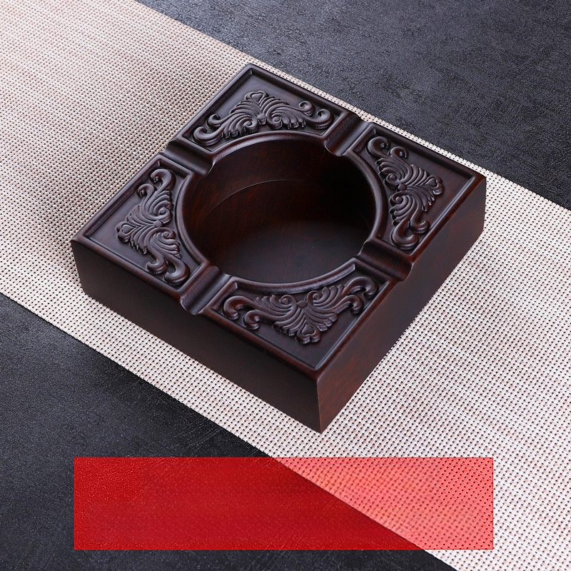 Пепелник от абаносово дърво с капак, дървен пепелник с гравирана обработка