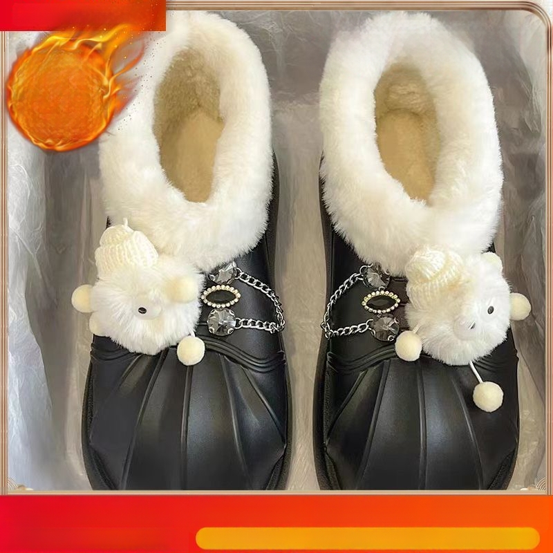 Дамски снежни ботуши със плоска подметка - EVA горна част и EVA подметка, водоустойчиви, подплатени с полар, антихлъзгащи