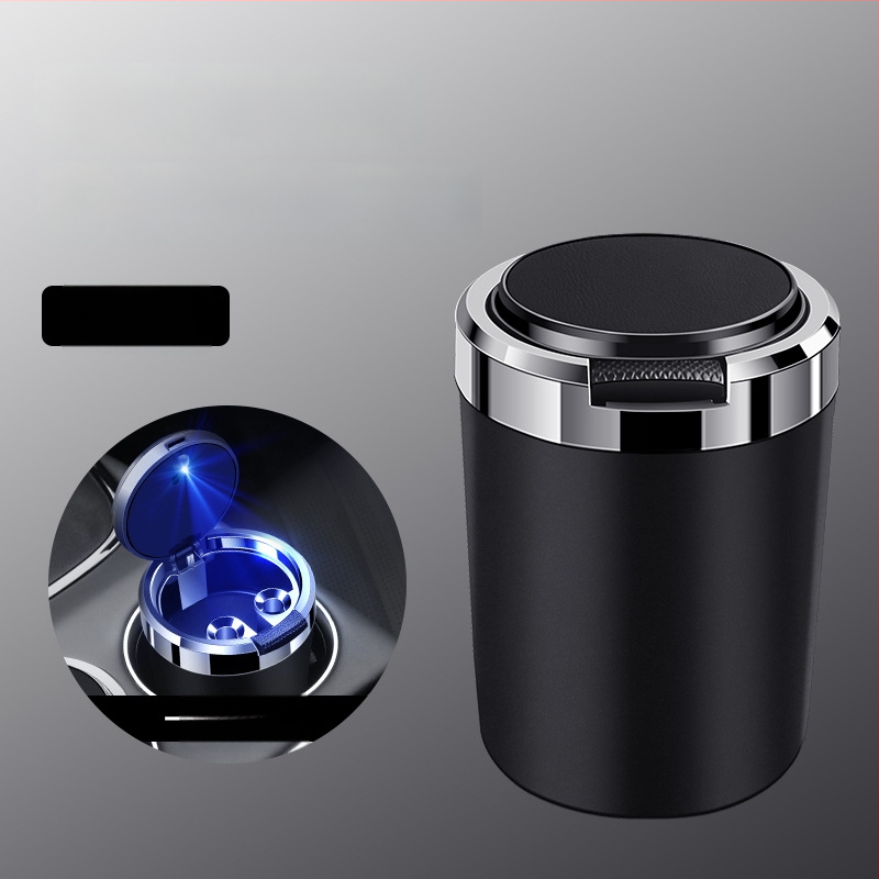 Пепелник за кола със метален вътрешен съд, огнеупорен, кожа-текстурирана повърхност, изработен от пластмаса и метал чрез инжекционно формоване, универсален за автомобили и дома