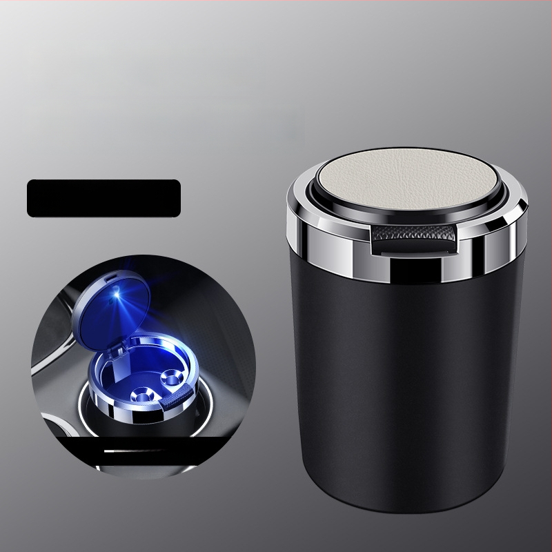 Пепелник за кола със метален вътрешен съд, огнеупорен, кожа-текстурирана повърхност, изработен от пластмаса и метал чрез инжекционно формоване, универсален за автомобили и дома