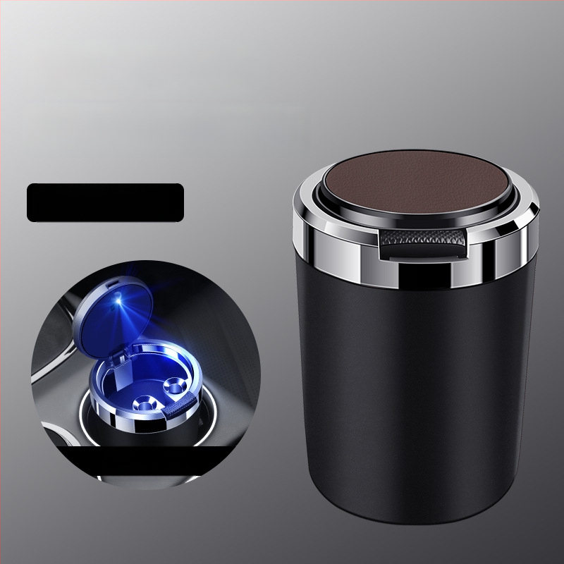 Пепелник за кола със метален вътрешен съд, огнеупорен, кожа-текстурирана повърхност, изработен от пластмаса и метал чрез инжекционно формоване, универсален за автомобили и дома