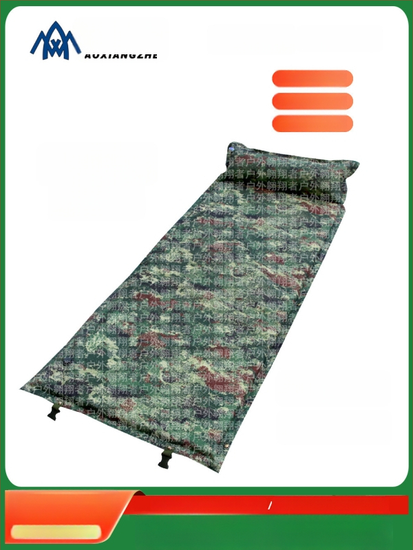 Soar Kamuflált mintázatú automatikusan felfújható nedvességálló alátét kempingezéshez és vészhelyzeti képzéshez — 210T poliészter, 1 személy, 1,5 kg, automatikus felfújás