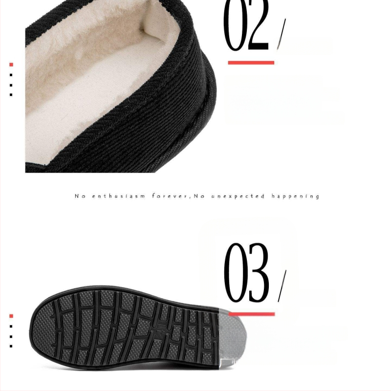 Χειμερινά παπούτσια από ύφασμα με επένδυση μαλλιού, στρογγυλή μύτη, επάνω μέρος από συνθετικό βελούδο, σόλα από αφρώδες καουτσούκ, χαμηλό τακούνι, αντιολισθητικά