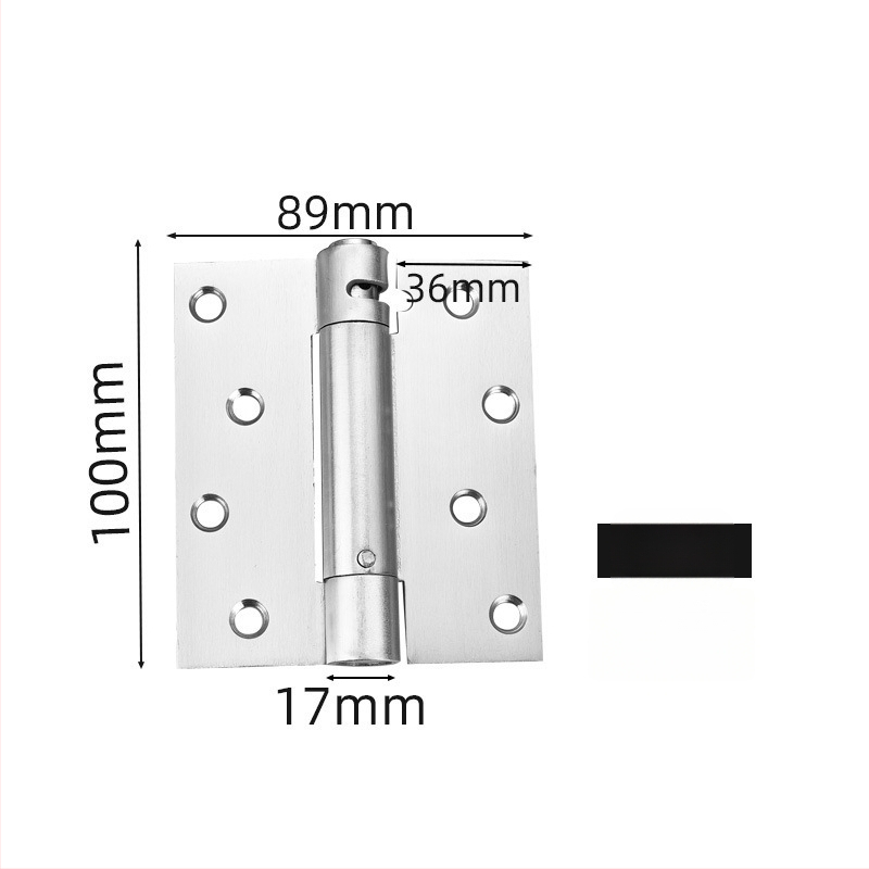 Rugós pánt rozsdamentes acélból, szálcsiszolt felület, kétirányú nyitás, automatikus zárás
