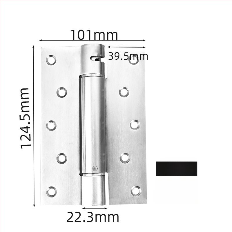 Rugós pánt rozsdamentes acélból, szálcsiszolt felület, kétirányú nyitás, automatikus zárás