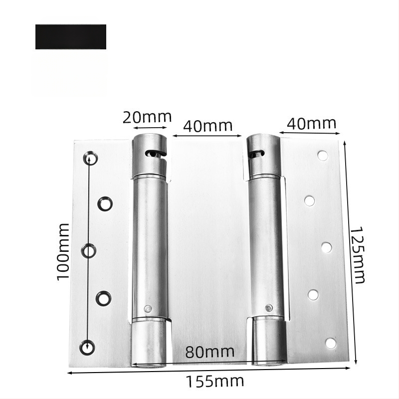 Rugós pánt rozsdamentes acélból, szálcsiszolt felület, kétirányú nyitás, automatikus zárás
