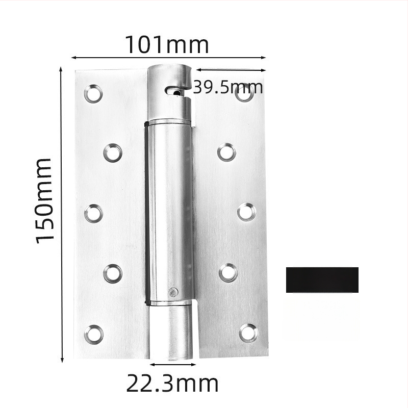 Rugós pánt rozsdamentes acélból, szálcsiszolt felület, kétirányú nyitás, automatikus zárás