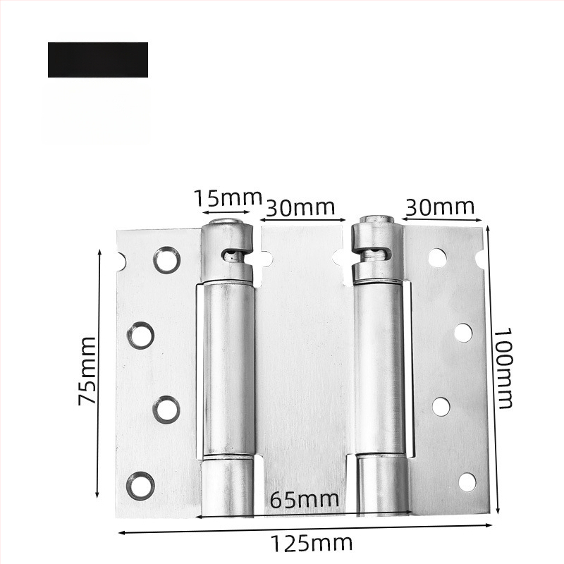 Rugós pánt rozsdamentes acélból, szálcsiszolt felület, kétirányú nyitás, automatikus zárás