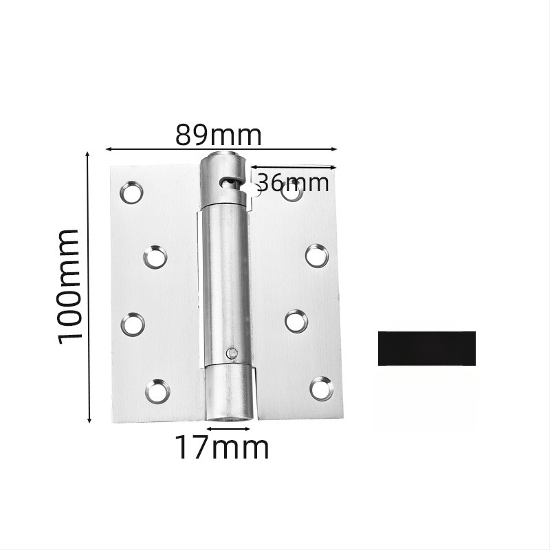 Rugós pánt rozsdamentes acélból, szálcsiszolt felület, kétirányú nyitás, automatikus zárás