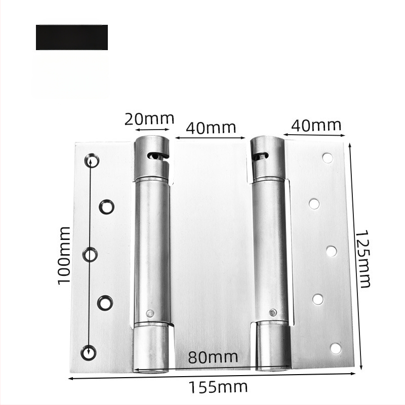 Rugós pánt rozsdamentes acélból, szálcsiszolt felület, kétirányú nyitás, automatikus zárás