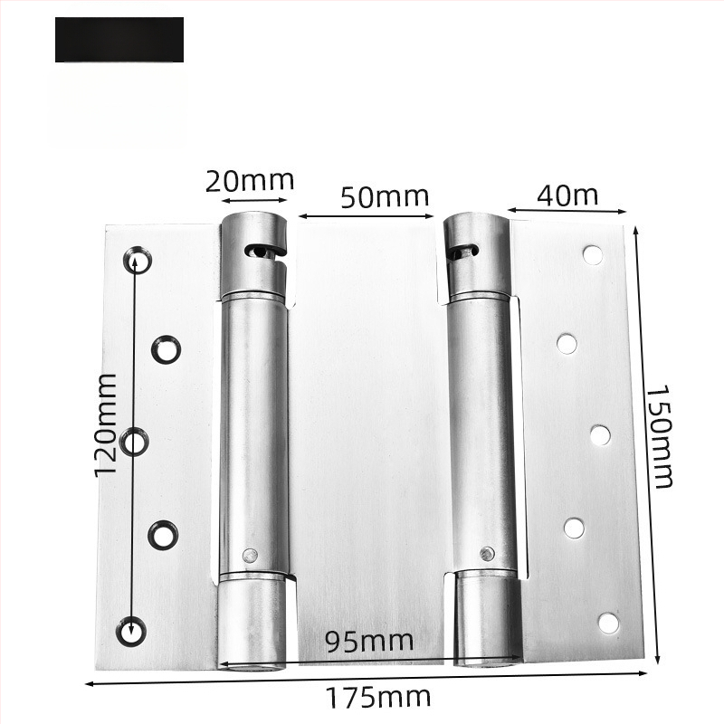 Rugós pánt rozsdamentes acélból, szálcsiszolt felület, kétirányú nyitás, automatikus zárás