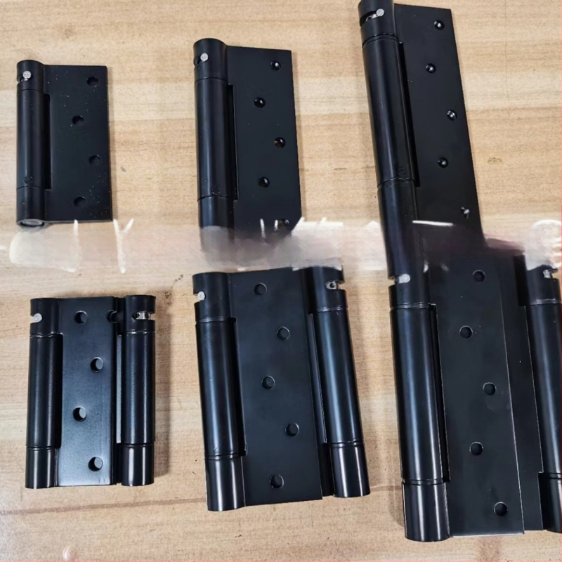 Rugós pánt rozsdamentes acélból, szálcsiszolt felület, kétirányú nyitás, automatikus zárás