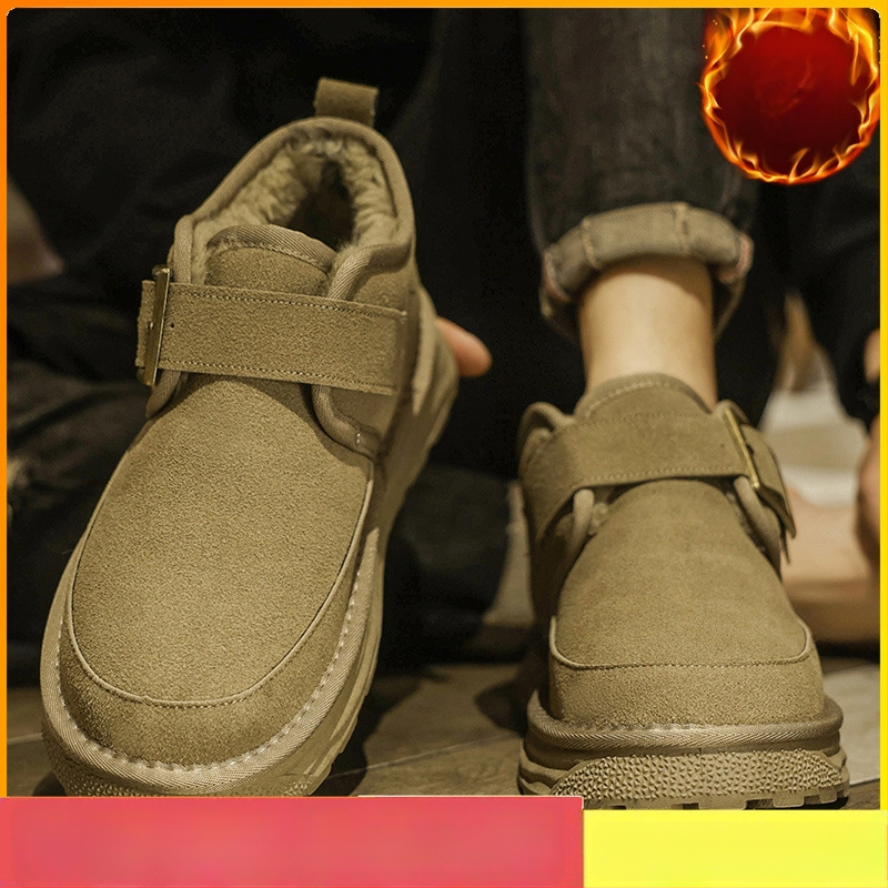 Ghete de zăpadă pentru bărbați - partea superioară PU, căptușeală caldă din blană sintetică scurtă, talpă turnată prin injecție, design Pull-On