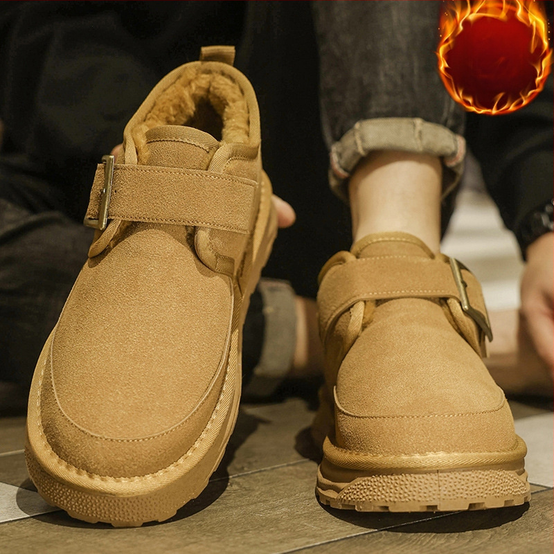 Ghete de zăpadă pentru bărbați - partea superioară PU, căptușeală caldă din blană sintetică scurtă, talpă turnată prin injecție, design Pull-On