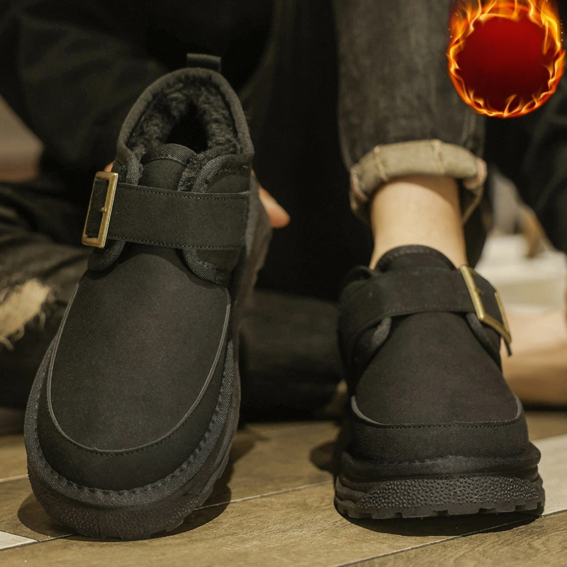Ghete de zăpadă pentru bărbați - partea superioară PU, căptușeală caldă din blană sintetică scurtă, talpă turnată prin injecție, design Pull-On