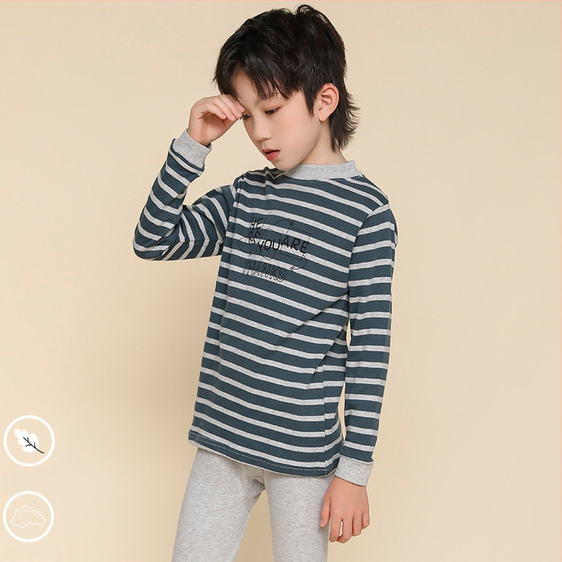 Παιδικό σετ θερμικών εσωρούχων από 100% βαμβάκι για αγόρια — πάνω μέρος και παντελόνι, για άνοιξη, φθινοπώρο και χειμώνα, διατηρεί τη ζεστασιά.