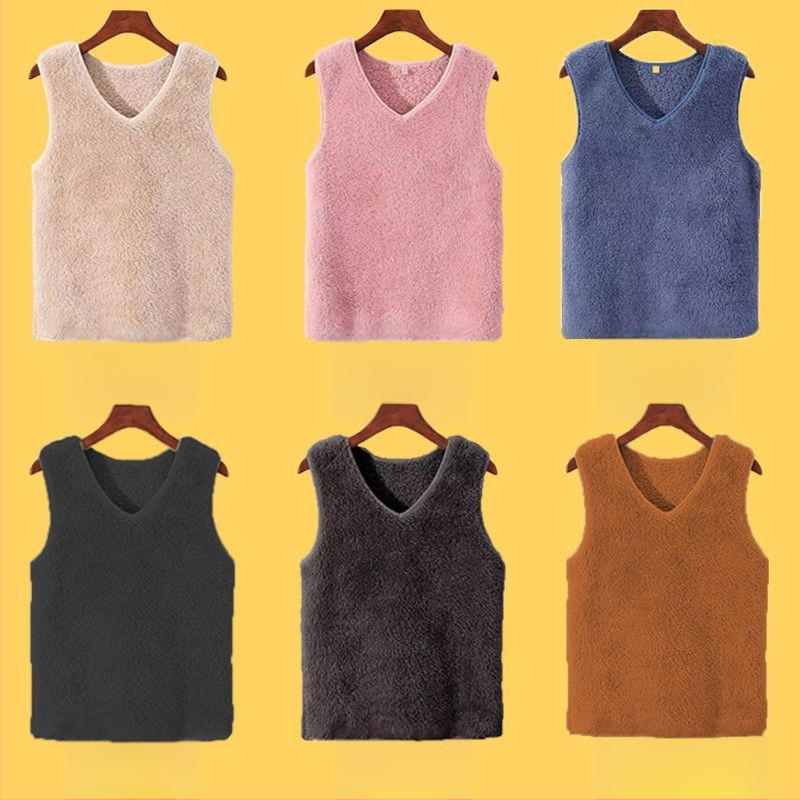 Ženské bezrukávové termo vesty, regulárny strih, polo golier, chenille tkanina, 90–95% Spandex (Jar 2025)