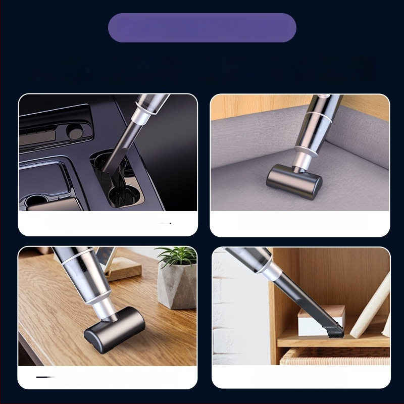 Aspirator de mână pentru mașină - fără perii, portabil, cu utilizare dublă pentru casă și mașină, 7,4V, 120W, 8000 Pa, autonomie de 20 de minute, 60 dB
