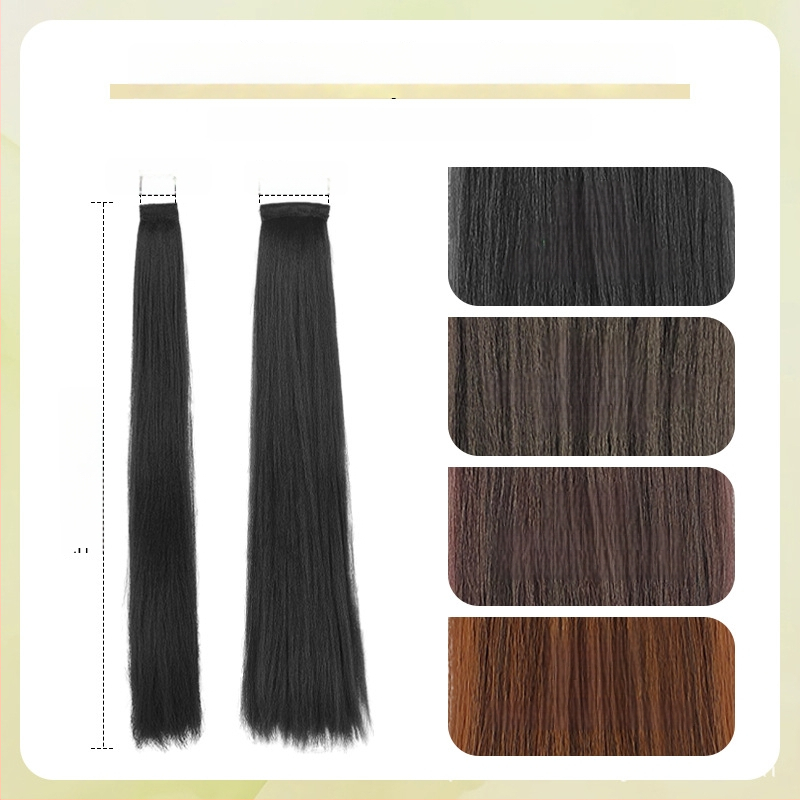 Perika od svile za Hanfu, ravna kosa, model: corn silk hair row, mehaničko obrađivanje, materijal: domaća svila, nije dopušteno trajno bojanje ili kemijsko uvijanje