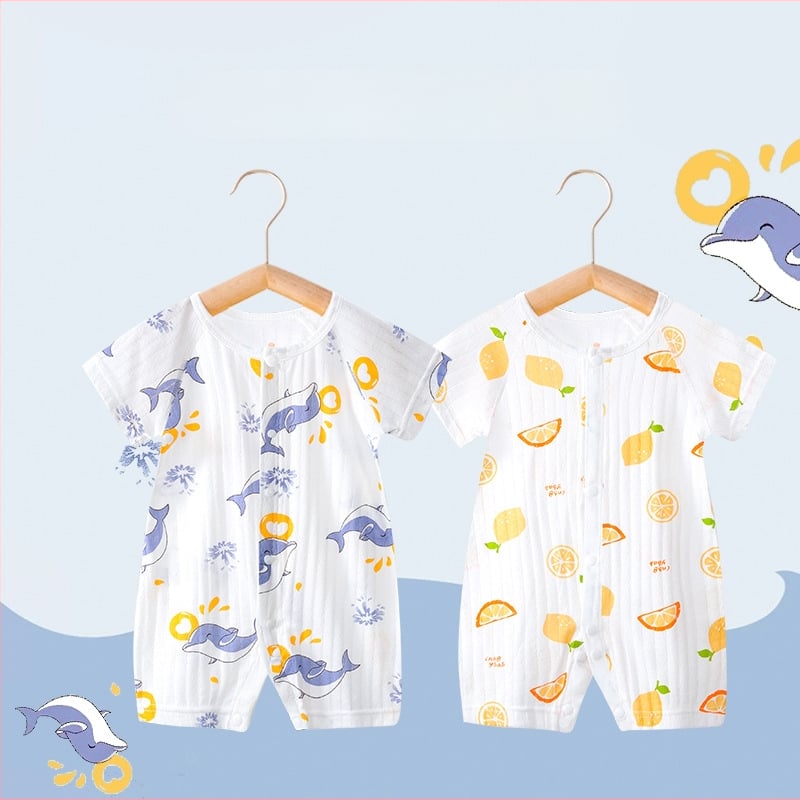 Pidole 100% βαμβάκι βρεφικό unisex ολόσωμο φορμάκι, λεπτό ύφασμα, απομάκρυνση υγρασίας, εκτύπωση καρτούν, καλοκαιρινή χρήση