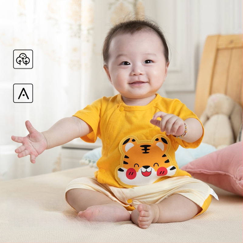 Pidole 100% βαμβάκι βρεφικό unisex ολόσωμο φορμάκι, λεπτό ύφασμα, απομάκρυνση υγρασίας, εκτύπωση καρτούν, καλοκαιρινή χρήση