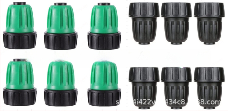 PE водопроводен тръбен конектор — тройник, редуциращ тройник и ъгъл, материал PE/POM, заключваща гайка, за домашна градина и обществени зелени площи