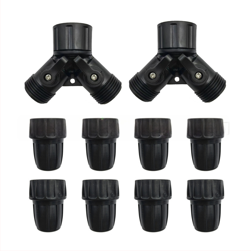 PE водопроводен тръбен конектор — тройник, редуциращ тройник и ъгъл, материал PE/POM, заключваща гайка, за домашна градина и обществени зелени площи