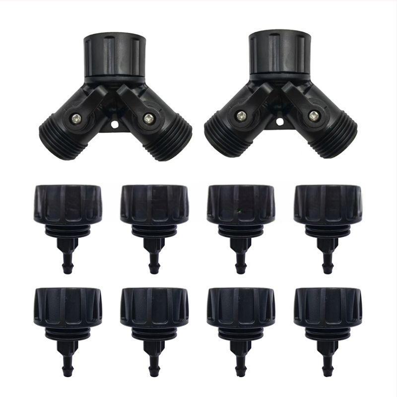 PE водопроводен тръбен конектор — тройник, редуциращ тройник и ъгъл, материал PE/POM, заключваща гайка, за домашна градина и обществени зелени площи