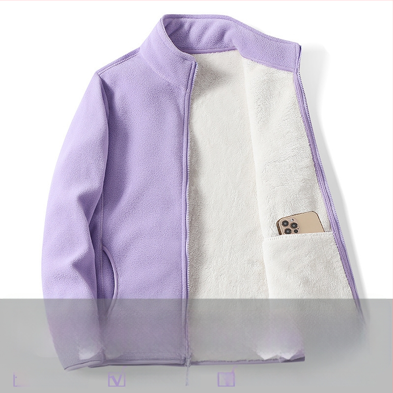 Unisex polár fleece kardigán dzseki báránygyapjú bélésével – meleg őszi-téli viselet