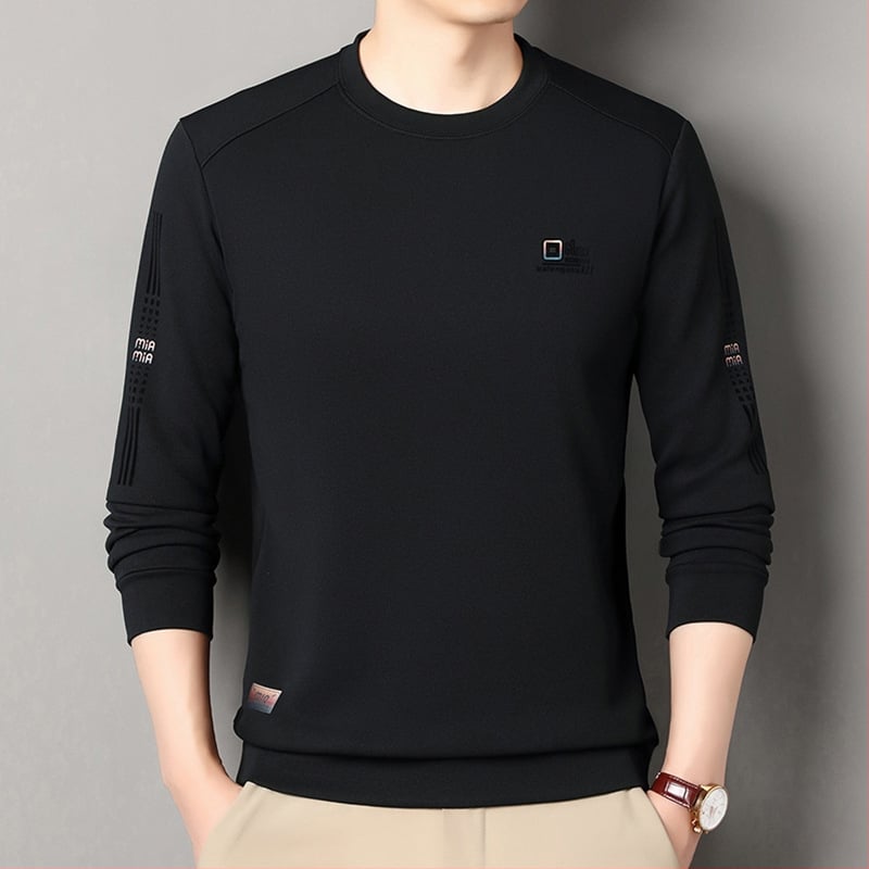 Jacquardový bavlneno-zmesový pulóver, voľný strih, okrúhly výstrih, dlhé rukávy, na jar a jeseň