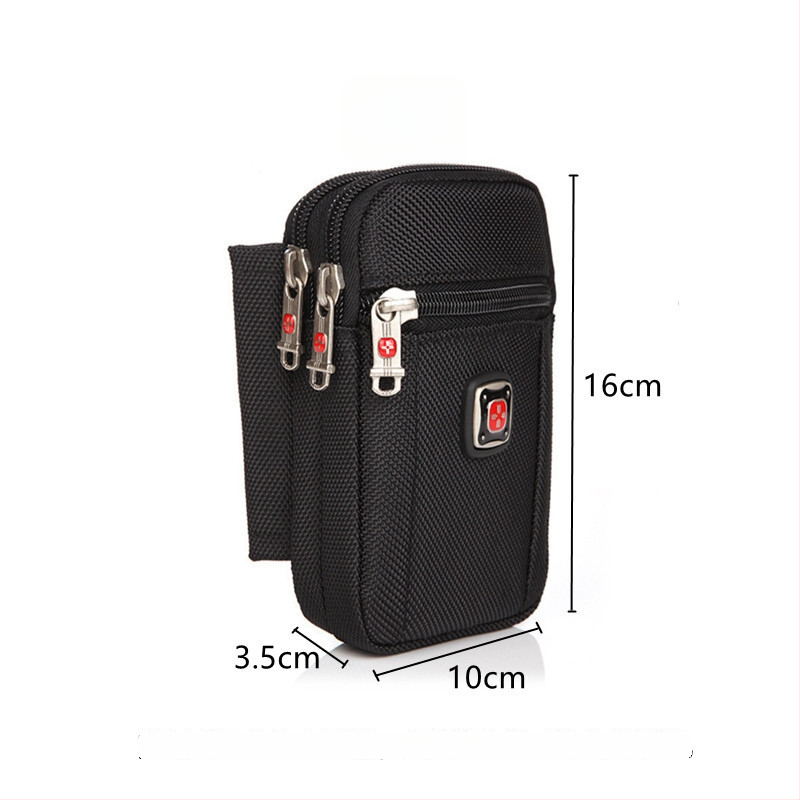 Férfi Oxford anyagú telefon táska cipzárral, függőleges négyszögletes formájú, utcai stílus