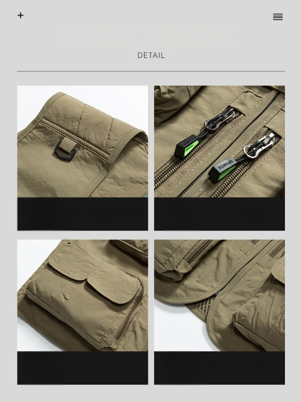 Φωτογραφικό γιλέκο εργασίας με προσαρμοσμένο λογότυπο, πολλαπλές τσέπες με διχτυωτά πάνελ, νάιλον/πολυαμίδιο 100%, φερμουάρ, ευρύχωρη γραμμή