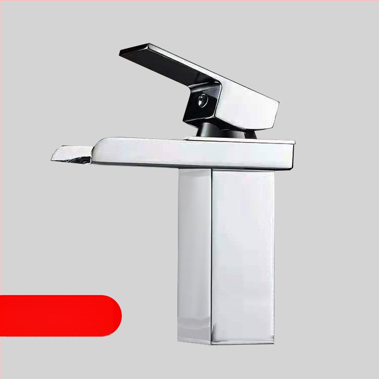 Dvojručný nerezový miešací kohútik pre umývadlo, keramická kartuša, zdvihový ovládací mechanizmus, elektroplatovaný povrch, horúca a studená voda