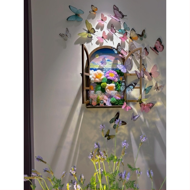 3D pillangó falimatrica – PVC anyag, egy darab, háromdimenziós dizájn, alkalmas nappalira, bejáratra és kereskedelmi terekre