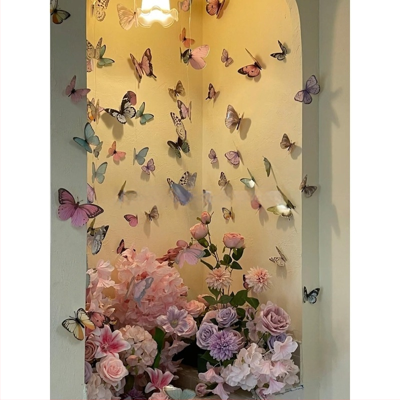 3D pillangó falimatrica – PVC anyag, egy darab, háromdimenziós dizájn, alkalmas nappalira, bejáratra és kereskedelmi terekre