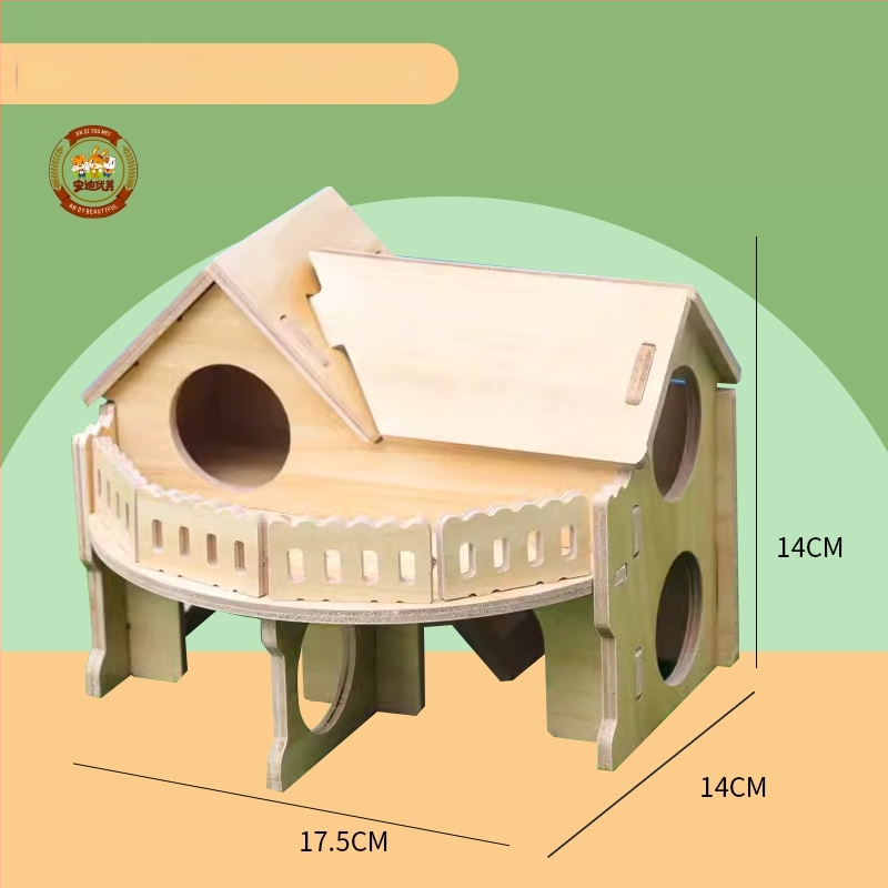 Hamster nest – okrúhly drevený úkryt, vodotesný, kreslený štýl (Materiál: Silk flower; Tvar: Okrúhly; Funkcia: Vodotesný; Štýl: Kreslený; Aplikačné objekty: Hamster)