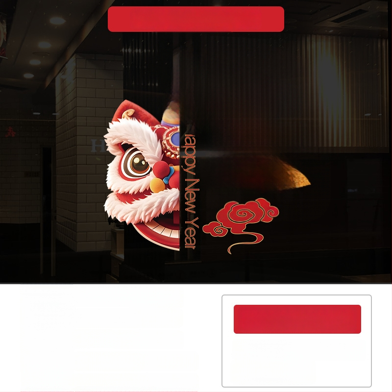 ablaküveg matricák – PVC elektrostatikus dekoratív matricák, 1 db, új kínai stílus, kereskedelmi létesítményekhez