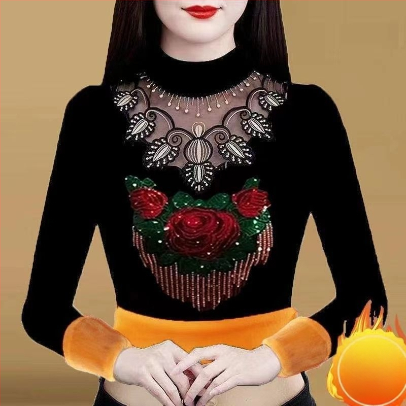 Γυναικεία μακρυμάνικη T-shirt με χαλαρή γραμμή (πολυεστέρας; μακριά μανίκια; χαλαρή εφαρμογή; κανονικό μήκος; mock neck)